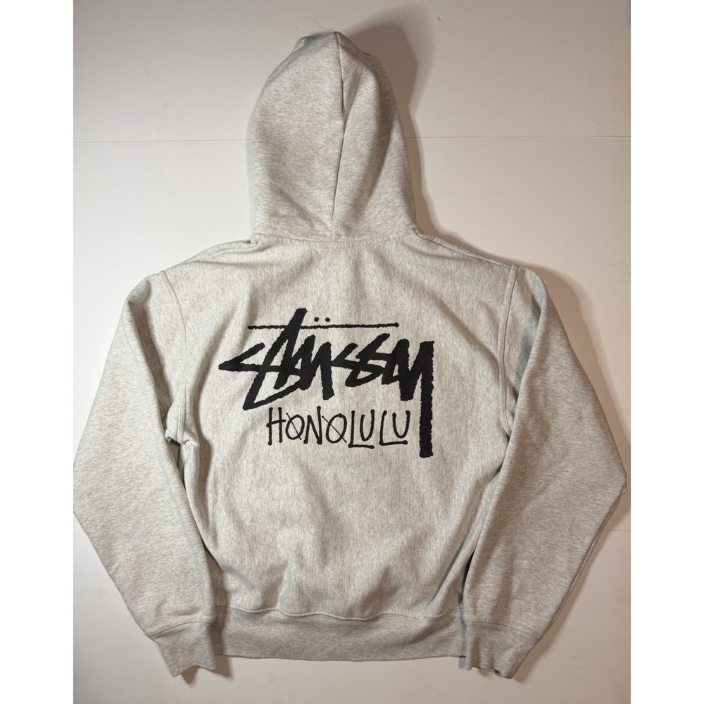 Stussy Honolulu Men's Hoodie Sweatshirt Medium Rare Authentic Ash Heather Grey